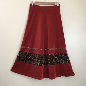Vintage Velvet Prairie Skirt with Floral Detail